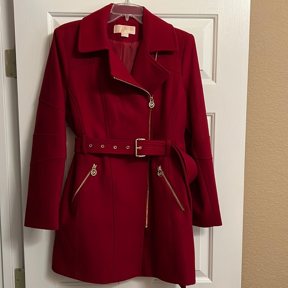 Michael Kors Red Wool /Mid-thigh/Winter Coat. Women’s M.
